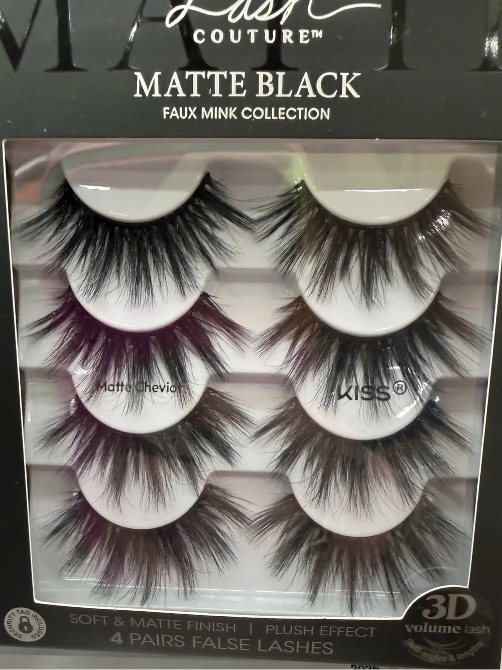 Kiss Matte Black Faux Mink False Lashes with Plum Accents - 4 Pairs